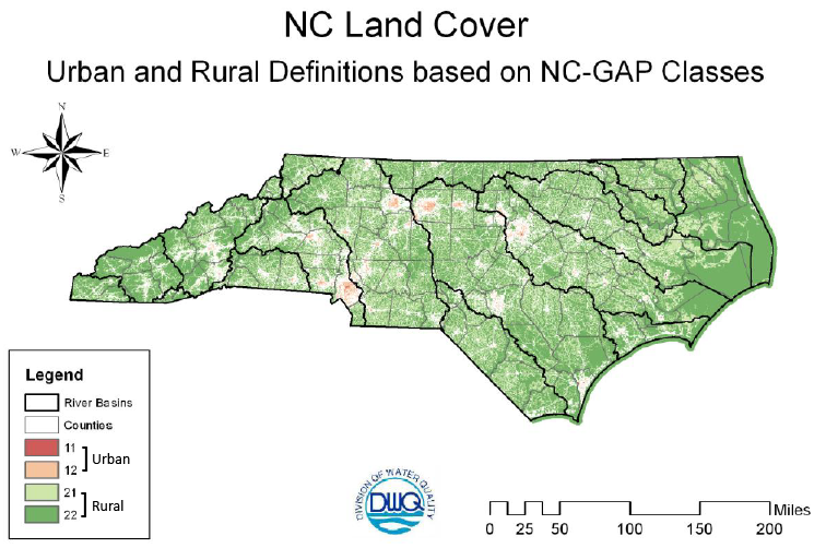 graphic of urban vs rural NC